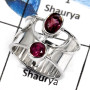 Rhodonite Garnet E - SDR527-Natural Cut Gemstones Handmade Designer Fashion Rings 925 Sterling Silver