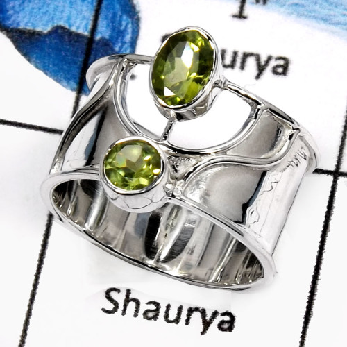 Peridot H - SDR527-Natural Cut Gemstones Handmade Designer Fashion Rings 925 Sterling Silver Peridot H - SDR527-Natural Cut Gemstones Handmade Designer Fashion Rings 925 Sterling Silver