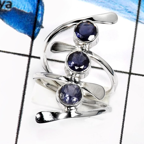 Iolite Cut C - SDR526-Glorious Faceted Cut Designer Wholesale Rings 925 Sterling Silver Iolite Cut C - SDR526-Glorious Faceted Cut Designer Wholesale Rings 925 Sterling Silver