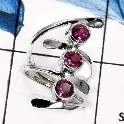 Rhodonite Garnet F - SDR526-Glorious Faceted Cut Designer Wholesale Rings 925 Sterling Silver