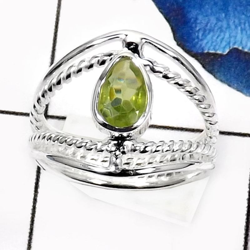 Peridot F - SDR523-Latest Design Cut Gemstone Wholesale Designer Rings 925 Sterling Silver