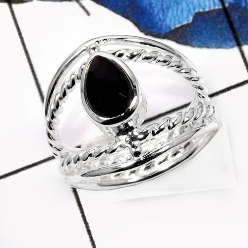 Black Onyx I - SDR523-Latest Design Cut Gemstone Wholesale Designer Rings 925 Sterling Silver