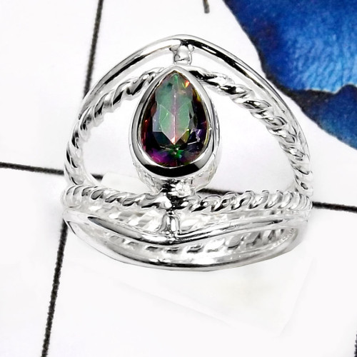 Mystic Quartz J - SDR523-Latest Design Cut Gemstone Wholesale Designer Rings 925 Sterling Silver