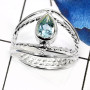Blue Topaz K - SDR523-Latest Design Cut Gemstone Wholesale Designer Rings 925 Sterling Silver
