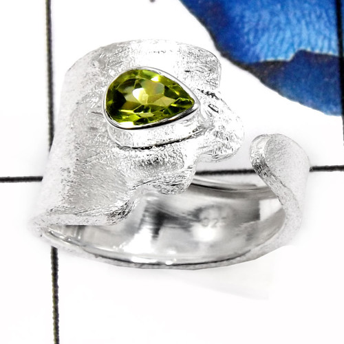 Peridot C - SDR521-Indian Factory Handmade Wholesale Designer Rings 925 Sterling Silver