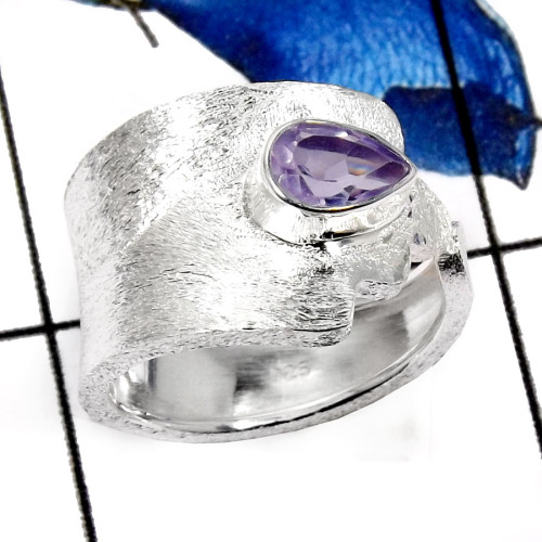 Amethyst Cut D - SDR521-Indian Factory Handmade Wholesale Designer Rings 925 Sterling Silver