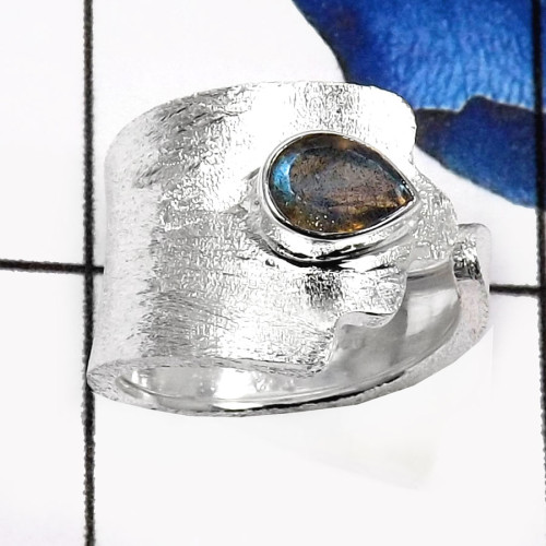 Labradorite Cut F - SDR521-Indian Factory Handmade Wholesale Designer Rings 925 Sterling Silver Labradorite Cut F - SDR521-Indian Factory Handmade Wholesale Designer Rings 925 Sterling Silver