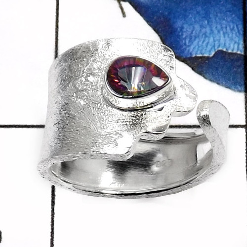 Mystic Quartz O - SDR521-Indian Factory Handmade Wholesale Designer Rings 925 Sterling Silver