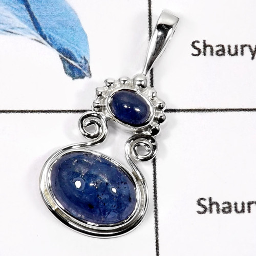 Tanzanite C - SD434-Natural Gemstones Cab & Cut Designer Wholesale Pendants 925 Sterling Silver