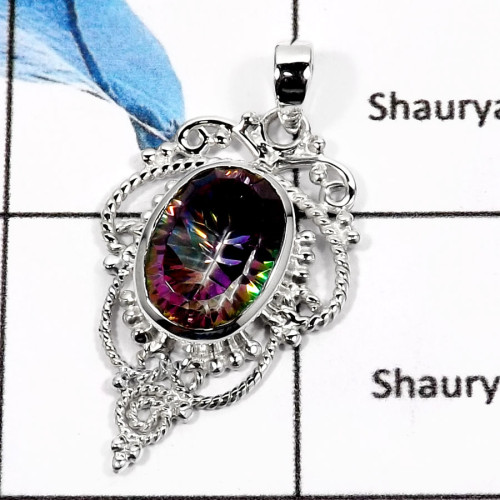 Mystic Quartz G - SD432-Stunning Cut Gemstone Handmade Designer Pendants 925 Sterling Silver