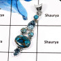 Blue Topaz & Blue Turquoise A - ISP542-Natural Cut Wedding Special Pendants 925 Sterling Silver