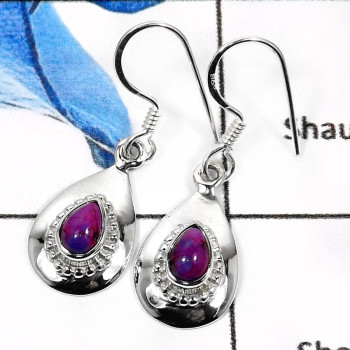 Purple Turquoise C - SDE598-Fabulous Cabochon Gemstones Light Weight Designer Earrings 925 Sterling Silver Purple Turquoise C - SDE598-Fabulous Cabochon Gemstones Light Weight Designer Earrings 925 Sterling Silver
