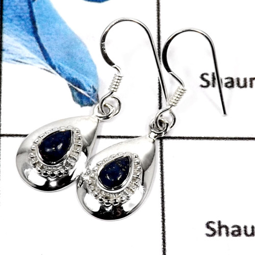 Lpais Lazuli G - SDE598-Fabulous Cabochon Gemstones Light Weight Designer Earrings 925 Sterling Silver