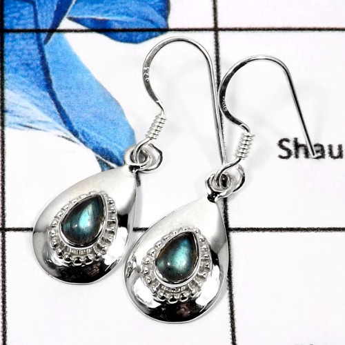Labradorite Cab O - SDE597-Attracting Latest Design Designer Earrings 925 Sterling Silver