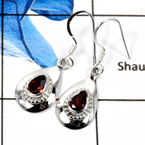 Garnet Cut A - SDE594-Stunning Cut Gemstones Handmade Wedding Earrings 925 Sterling Silver Garnet Cut A - SDE594-Stunning Cut Gemstones Handmade Wedding Earrings 925 Sterling Silver