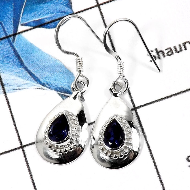 Iolite Cut C - SDE594-Stunning Cut Gemstones Handmade Wedding Earrings 925 Sterling Silver Iolite Cut C - SDE594-Stunning Cut Gemstones Handmade Wedding Earrings 925 Sterling Silver