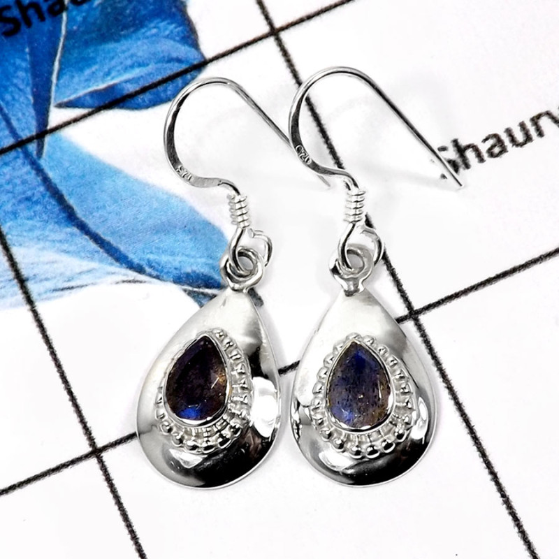 Labradorite Cab H - SDE594-Stunning Cut Gemstones Handmade Wedding Earrings 925 Sterling Silver Labradorite Cab H - SDE594-Stunning Cut Gemstones Handmade Wedding Earrings 925 Sterling Silver