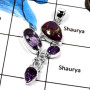 Purple Copper Turquoise,Amethyst Cut G - SD428-Beautiful Cab & Cut Gemstones Handmade Women's Pendants 925 Sterling Silver