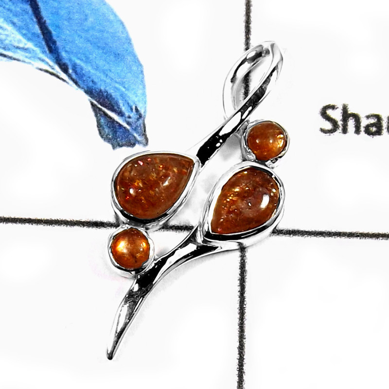 Sunstone B - CSP908-GRACEFUL DESIGNER PENDENT 925 STERLING SILVER Sunstone B - CSP908-GRACEFUL DESIGNER PENDENT 925 STERLING SILVER