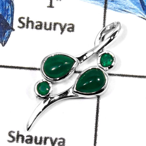 Green Onyx F - CSP908-GRACEFUL DESIGNER PENDENT 925 STERLING SILVER