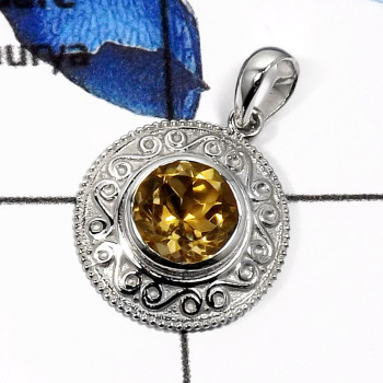 Citrine Cut C - CSP904-Natural Faceted Cut Designer Casting Pendants 925 Sterling Silver Citrine Cut C - CSP904-Natural Faceted Cut Designer Casting Pendants 925 Sterling Silver