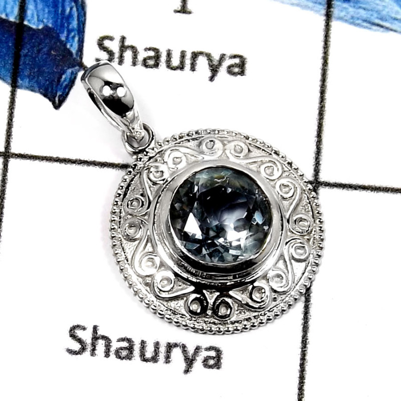 Blue Topaz G - CSP904-Natural Faceted Cut Designer Casting Pendants 925 Sterling Silver Blue Topaz G - CSP904-Natural Faceted Cut Designer Casting Pendants 925 Sterling Silver