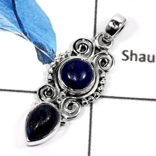 Lapis Lazuli A - SD424-Natural Gemstones Designer Colorful Pendants 925 Sterling Silver Lapis Lazuli A - SD424-Natural Gemstones Designer Colorful Pendants 925 Sterling Silver