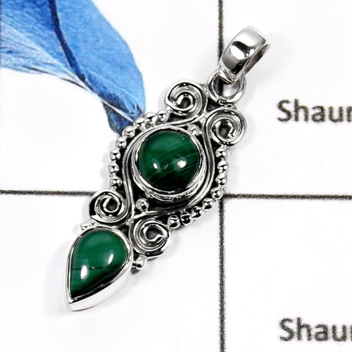 Malachite I - SD424-Natural Gemstones Designer Colorful Pendants 925 Sterling Silver Malachite I - SD424-Natural Gemstones Designer Colorful Pendants 925 Sterling Silver