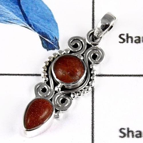 Sun Stone & Sand Stone K - SD424-Natural Gemstones Designer Colorful Pendants 925 Sterling Silver Sun Stone & Sand Stone K - SD424-Natural Gemstones Designer Colorful Pendants 925 Sterling Silver