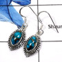 Blue Copper Turquoise O - SDE584-Exclusive Cabochon Gemstone's Designer Fashionable Earrings 925 Sterling Silver