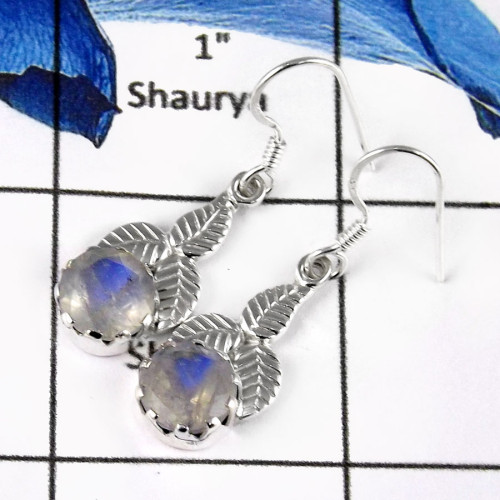 Rainbow Moonstone B - SDE582-Latest Design Cut Gemstone Handmade Foe Girl's Earrings 925 Sterling Silver