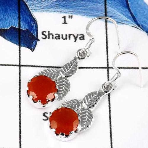 Carnelian Cut O - SDE582-Latest Design Cut Gemstone Handmade Foe Girl's Earrings 925 Sterling Silver Carnelian Cut O - SDE582-Latest Design Cut Gemstone Handmade Foe Girl's Earrings 925 Sterling Silver