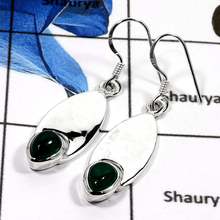Green Onyx B - SDE580-Natural Cabochon Gemstones Designer Wholesale Earrings 925 Sterling Silver Green Onyx B - SDE580-Natural Cabochon Gemstones Designer Wholesale Earrings 925 Sterling Silver