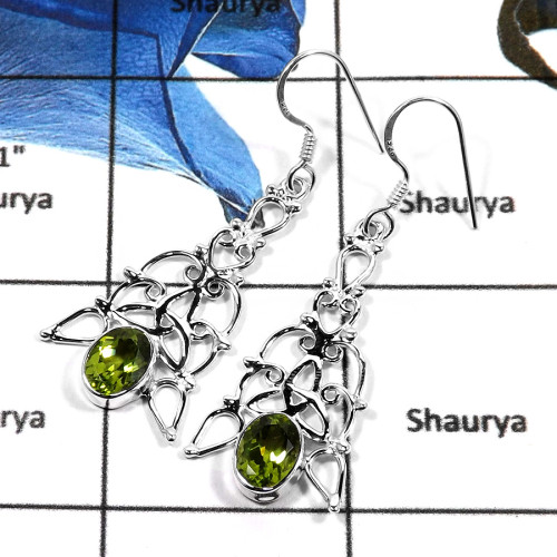 Peridot C - SDE579-CASUAL DESIGNER EARING 925 STERLING SILVER