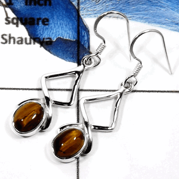 Tiger Eye A - SDE578-Natural Cab & Cut Designer Dangle Earrings 925 Sterling Silver Tiger Eye A - SDE578-Natural Cab & Cut Designer Dangle Earrings 925 Sterling Silver