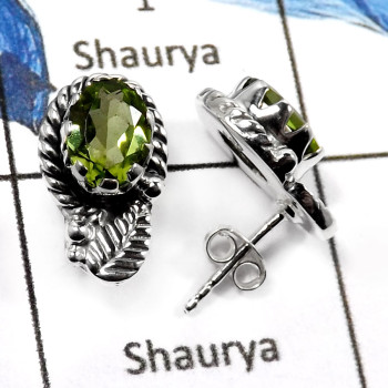 Peridot E - SDE839-Beautiful Faceted Cut Designer Earrings 925 Sterling Silver