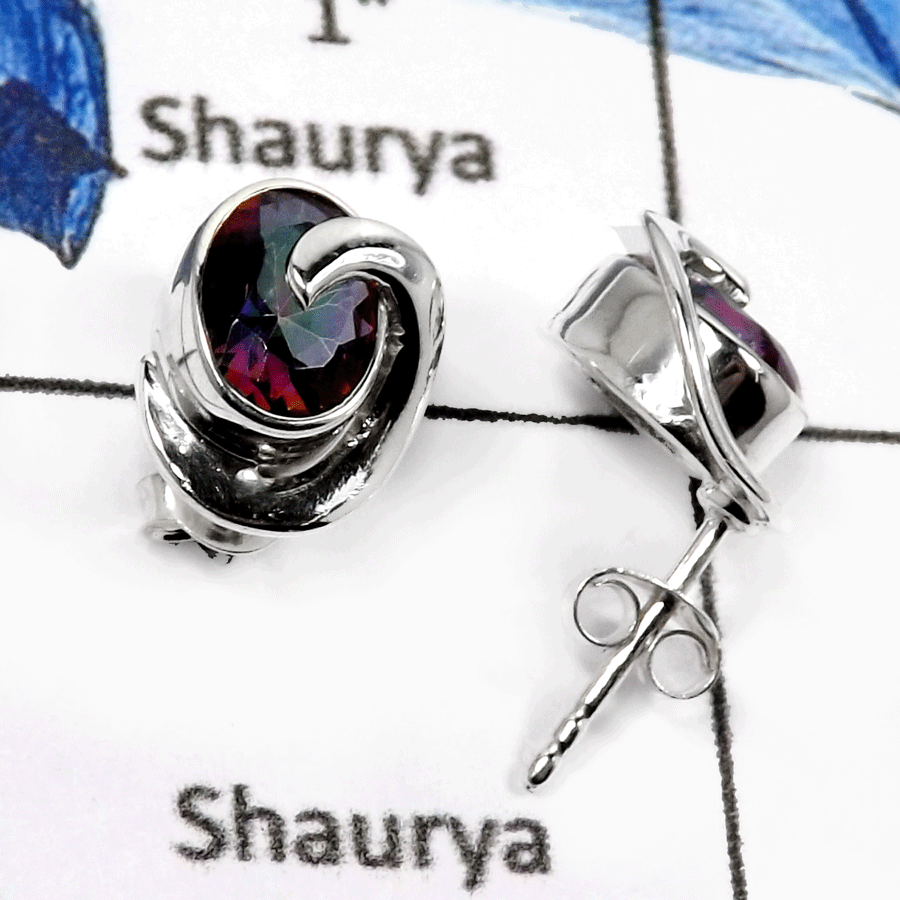 Mystic Quartz E - SSE837-Latest Design Handmade For Girl's Stud Earrings 925 Sterling Silver