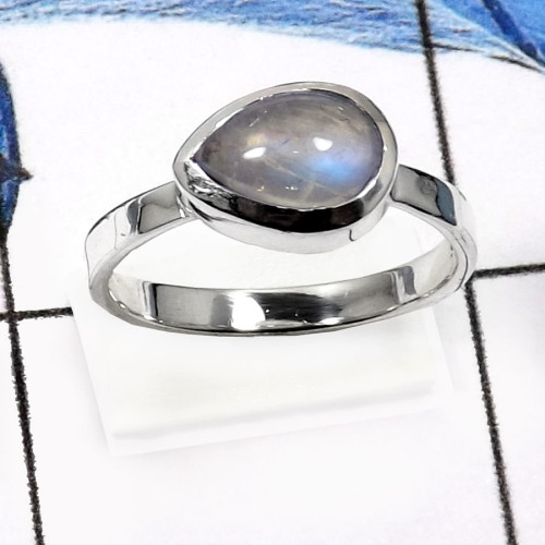 Rainbow Moonstone A - RSS833-Gorgeous Colorful Gemstones Wholesale Small Rings 925 Sterling Silver