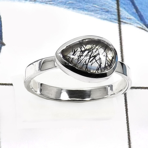 Black Rutile B - RSS833-Gorgeous Colorful Gemstones Wholesale Small Rings 925 Sterling Silver Black Rutile B - RSS833-Gorgeous Colorful Gemstones Wholesale Small Rings 925 Sterling Silver