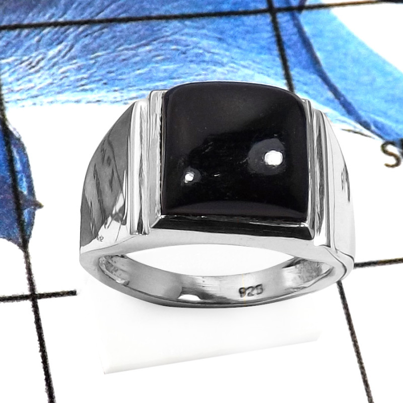 Black Onyx A - RSS832-Natural Cabochon Gemstones Handmade Wedding Rings 925 Sterling Silver Black Onyx A - RSS832-Natural Cabochon Gemstones Handmade Wedding Rings 925 Sterling Silver