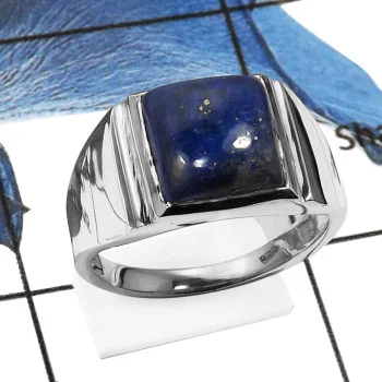 Lapis Lazuli E - RSS832-Natural Cabochon Gemstones Handmade Wedding Rings 925 Sterling Silver Lapis Lazuli E - RSS832-Natural Cabochon Gemstones Handmade Wedding Rings 925 Sterling Silver