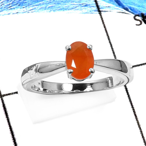 Carnelian C - RSS830-Classic Cut Gemstones Fashion Casting Rings 925 Sterling Silver