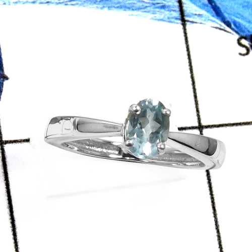 Blue Topaz I - RSS830-Classic Cut Gemstones Fashion Casting Rings 925 Sterling Silver