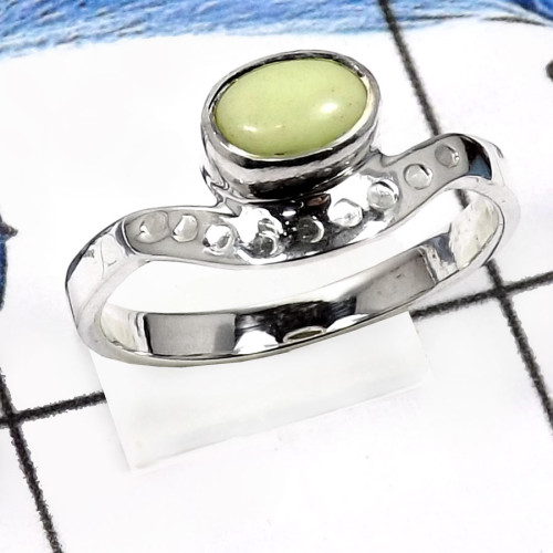 Lemon Crysophrase C - RSS827-Fabulous Cabochon Gemstones Designer Light Weight Rings 925 Sterling Silver