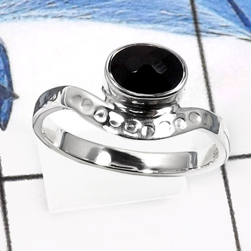 Black Onyx Cut D - RSS826-Amazing Cab & Cut Handmade For Girl's Rings 925 Sterling Silver Black Onyx Cut D - RSS826-Amazing Cab & Cut Handmade For Girl's Rings 925 Sterling Silver