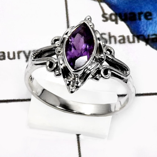 Amethyst Cut A - RSS825-Natural Cut Gemstones Wholesale Designer Rings 925 Sterling Silver