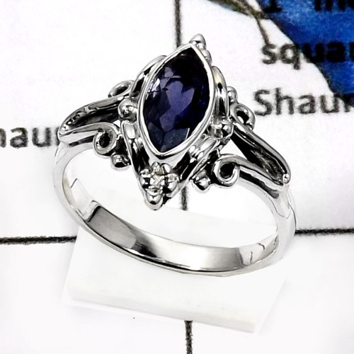 Iolite Cut E - RSS825-Natural Cut Gemstones Wholesale Designer Rings 925 Sterling Silver