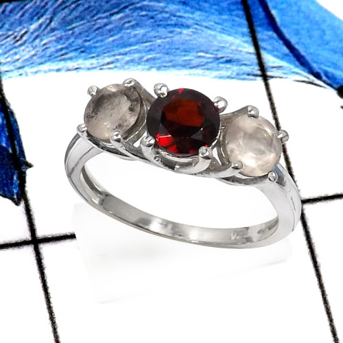 Rose Quartz & Garnet A - RSS823-Pretty Look Cut Gemstone Designer Wholesale Rings 925 Sterling Silver Rose Quartz & Garnet A - RSS823-Pretty Look Cut Gemstone Designer Wholesale Rings 925 Sterling Silver