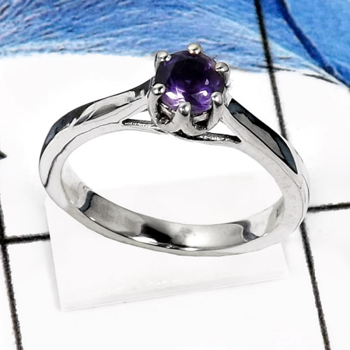 Amethyst Cut B - RSS821-Classic Cut Gemstones Handmade Fashion Rings 925 Sterling Silver