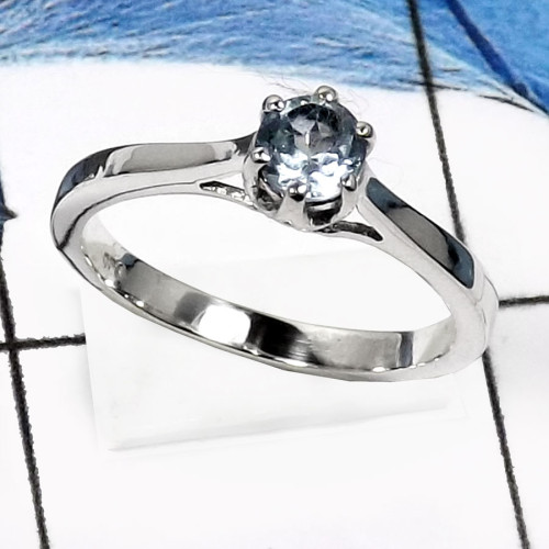 Blue Topaz E - RSS821-Classic Cut Gemstones Handmade Fashion Rings 925 Sterling Silver